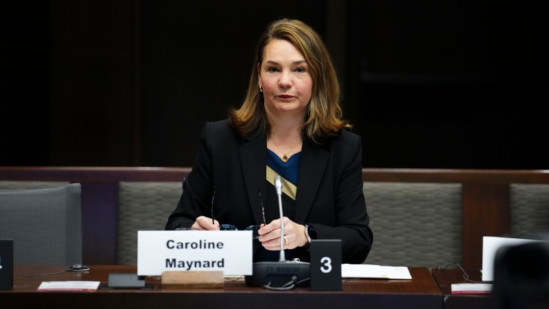 Canada’s Information Commissioner, Caroline Maynard, appears as a witness at a Senate Committee on Indigenous Peoples at the Senate of Canada Building in Ottawa on Tuesday, Feb. 27, 2024. (THE CANADIAN PRESS/Sean Kilpatrick)
