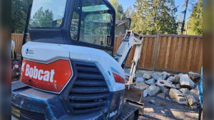 Mounties in Maple Ridge shared this photo of the Bobcat compact excavator they recovered from a property in the city last week. (Ridge Meadows RCMP)