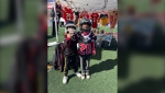 Two young Stampeders fans at FanFest Saturday morning, May 18, at McMahon Stadium (Photo: X@Stampeders1945)