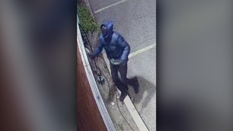 Police are searching for the individual in the photo in connection with a hate-motivated mischief investigation. (Toronto Police Service)