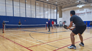 Pickleball players hit the courts at RIM Park in Waterloo on May 18, 2024 for a fundraising tournament in support of SPECTRUM Waterloo Region. (Shelby Knox/CTV News)