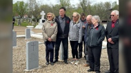 A former Royal Regina Rifle troop member was honoured with an official headstone marking on Friday. (Angela Stewart / CTV News)