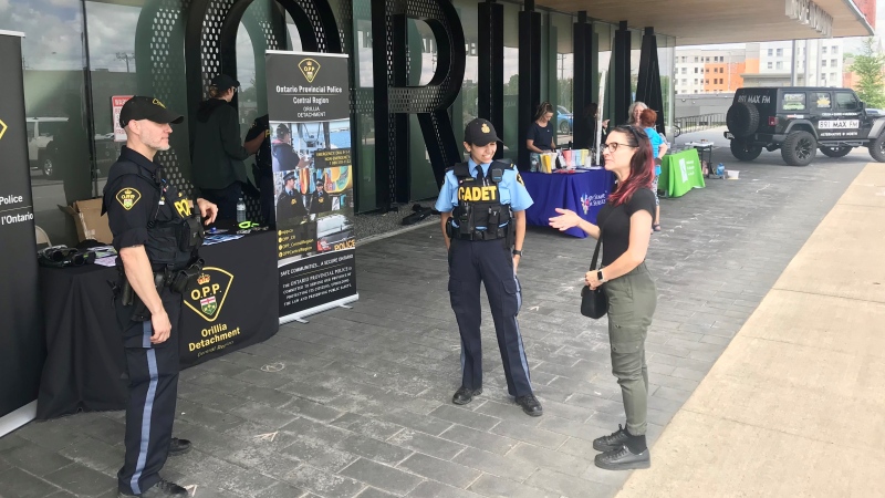 OPP officers take part in Police Week in Orillia, Ont on May 18, 2024 (CTV News/ David Sullivan).