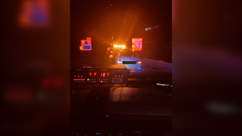 The Ontario Provincial Police (OPP) says an Ottawa driver is facing charges after being caught going 187 km/h on Highway 416. (The OPP/ X)