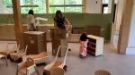 Boxes are being unpacked at Andrew Fleck Child Service’s new daycare location in Kanata on Sunday, May 19, 2024 (Katelyn Wilson/CTV News).