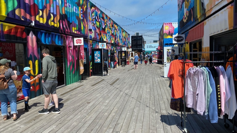 The Waterfront Container Village in Saint John, N.B., has over 25 unique vendors ranging from food to souvenirs. (Avery MacRae/CTV Atlantic)