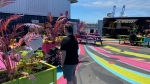 The food truck area of the Waterfront Container Village in Saint john, N.B., has some extra colour thanks to work done by local artist Fabiola Martinez. (Avery MacRae/CTV Atlantic)