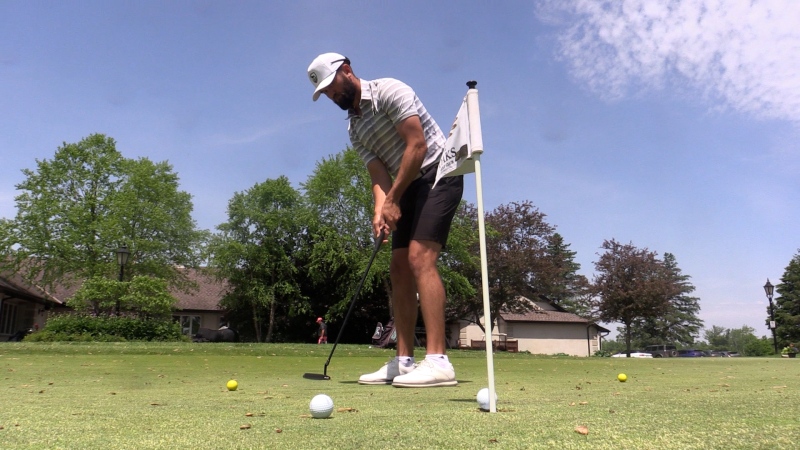 Cam Kellett of London, Ont. Practices at The Oaks Golf and Country Club on Monday May 20, 2024 (Source: Brent Lale/CTV London)