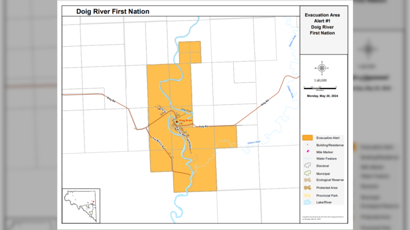 Evacuation Alert in place for the Doig River area.