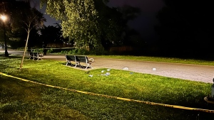 A stabbing on the Martin Goodman Trail on Monday night left two people injured, Toronto police say. (Mike Nguyen/ CP24)