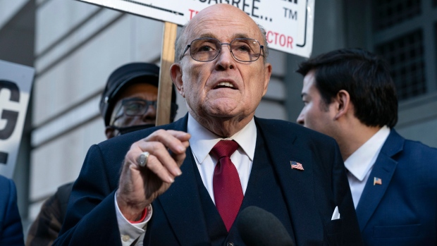 Former mayor of New York Rudy Giuliani speaks during a news conference outside the federal courthouse in Washington, Dec. 15, 2023. (Jose Luis Magana / AP Photo, File)