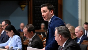 Quebec Justice Minister Simon Jolin-Barrette takes part in question period at the National Assembly on March 27, 2024. LA PRESSE CANADIENNE/Jacques Boissinot
