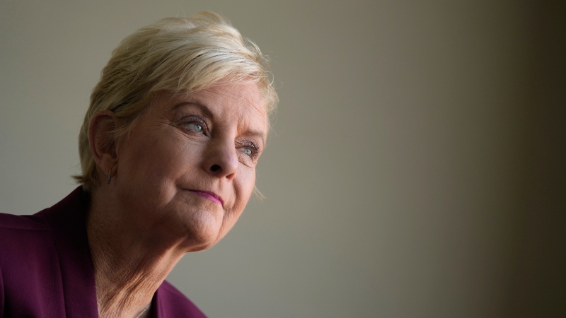 Cindy McCain, executive director of the World Food Program, speaks during an interview with The Associated Press in Cairo, Egypt, Saturday, Oct. 21, 2023. (Amr Nabil / The Associated Press)