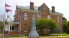 A federal lawsuit filed Tuesday seeks the removal of a Confederate monument marked as 'in appreciation of our faithful slaves' from outside of a North Carolina county courthouse. (Tyrell County Courthouse)