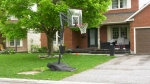 Caitlin Kealey’s basketball net in front of her home on Kearnsley Way in Stittsville. May 21, 2024. (Dylan Dyson/CTV News Ottawa)