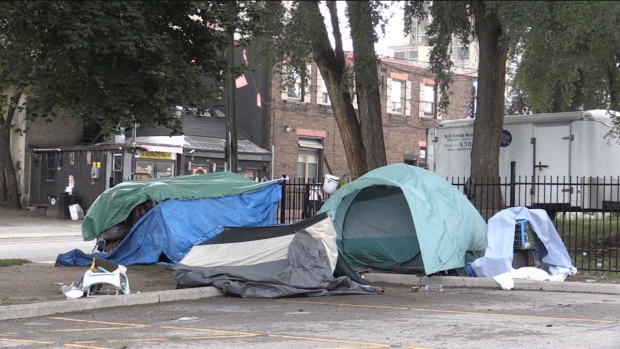 A homeless encampment in London, Ont. as seen in September 2023. (Daryl Newcombe/CTV News London)
