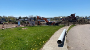 A stormwater quality improvement system is being installed at Parlee Beach Provincial Park in May 2024. (Source: Derek Haggett/CTV News Atlantic)