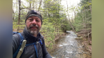 Jody Patfield from Barrie Ont., walking along his 30days900ks end-to-end trek of the Bruce Trail from Niagara to Tobermory. 