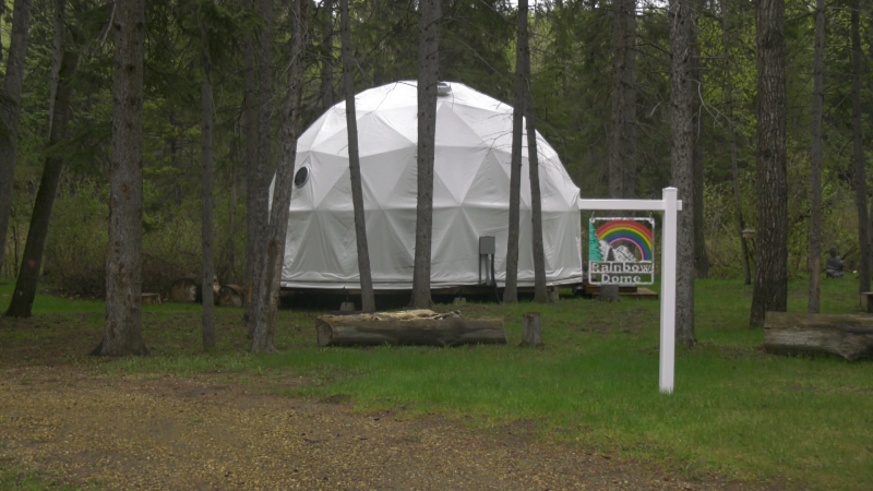 Dome comfort campsites opened at Rainbow Valley Campground in May 2024. (Adel Ahmed / CTV News Edmonton) 