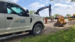 City crews repaired County Road 22 in Lakeshore, Ont. on May 22, 2024 after extreme heat caused the road to buckle. (Sanjay Maru/CTV News Windsor)