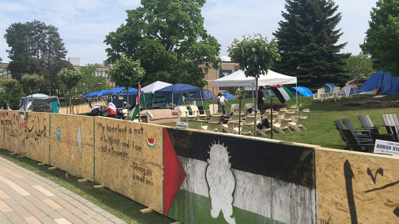 Encampment at the University of Waterloo on May 22, 2024. (Chris Thomson/CTV Kitchener)