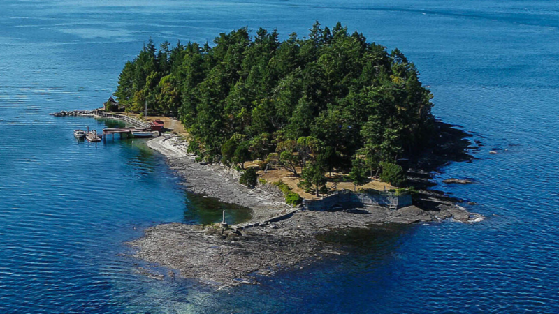 Pym Island is seen in this aerial photo. Image credit: sothebysrealty.ca