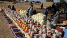 Emergency food is distributed by World Food Programme and World Relief in Kulbus, West Darfur, Sudan, in March 2024. AP / Handout, World Relief