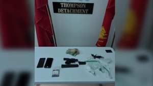 Items seized by Thompson RCMP during traffic stop pictured on May 23, 2024 (Thompson RCMP) 