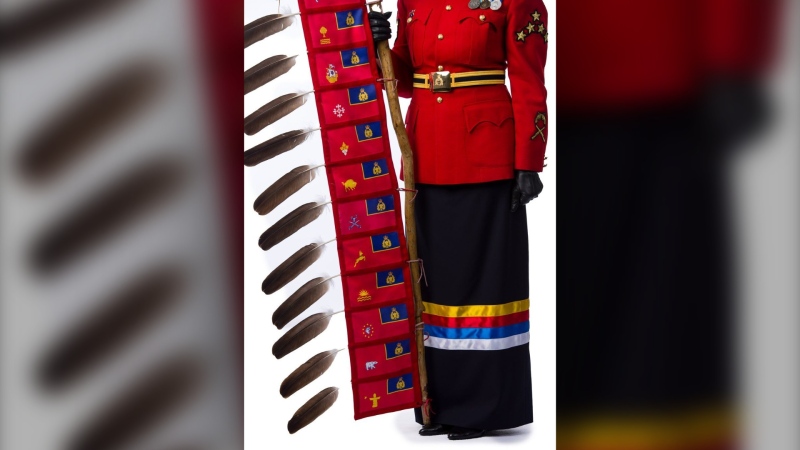 A skirt that symbolizes reclaiming identity for Indigenous people is now part of the RCMP's official uniform. (The Canadian Press / HO-X, @CommrRCMPGRC)