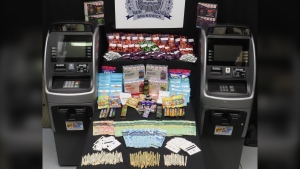 Contraband cannabis products seized from two dispensaries in the Moncton area on May 9 are seen in this photo. (N.B. government)