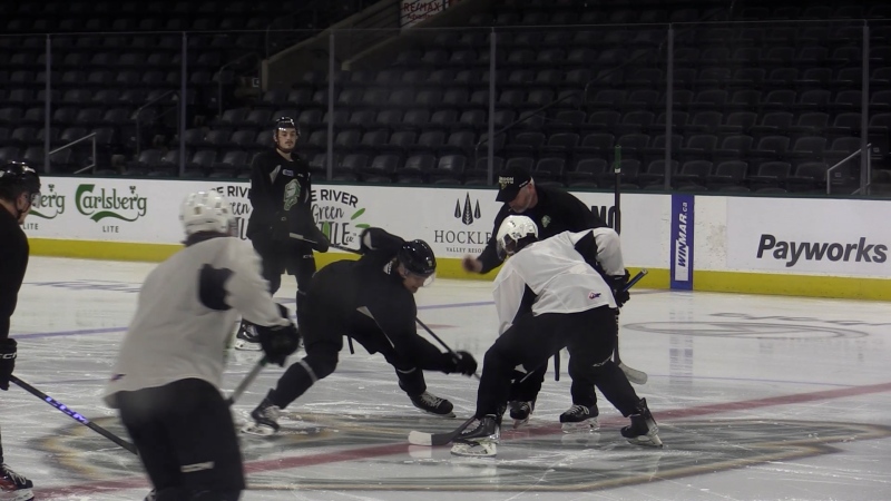 The London Knights practice on May 19, 2024 ahead of their trip to the Memorial Cup tournament in Saginaw, Mich. (Brent Lale/CTV News London)