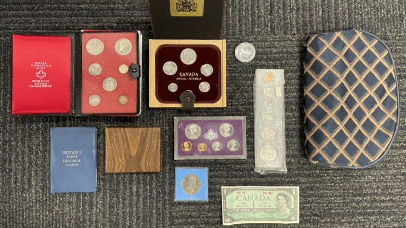 The New Westminster Police Department shared this photo of a coin collection, hoping to find its owner. 