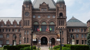 The Ontario legislature's front entrance at Queen's Park is seen in Toronto, Friday, June 18, 2021. THE CANADIAN PRESS/Chris Young