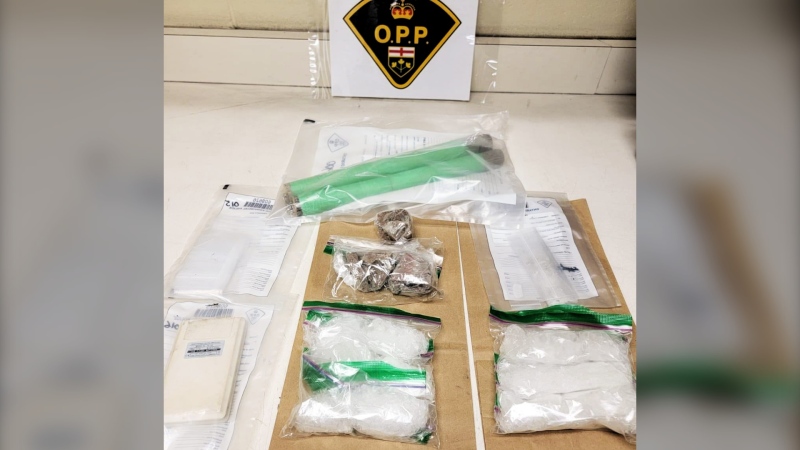 About $200,000 in suspected illegal drugs were seized, including 78 grams of cocaine, 457 grams of meth and 175 grams of fentanyl. Also seized were a machete, nun chucks, cutting agents, digital scales, dime bags, cash, numerous laptops and seven cellphones. (OPP photo)
