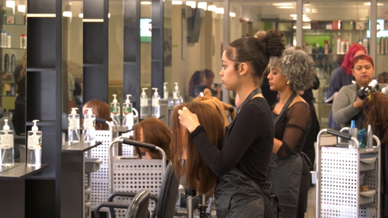 Students at Algonquin College's hairstyling program put their skills to work on May 23, 2024 (Katelyn Wilson/CTV News).