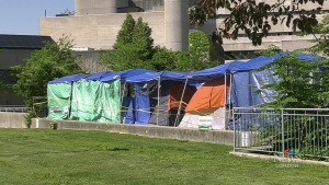 A Pro-Palestinian encampment set up at Western University as seen on May 23, 2024. (Gerry Dewan/CTV News London)
