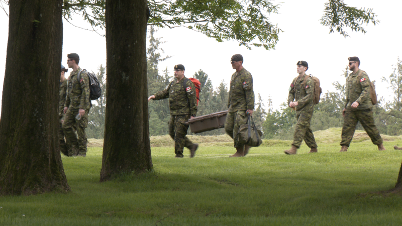Canadian Soldiers at Beaumont-Hamel on Thursday. (CTV News)