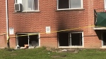 The damaged exterior of an Avenue Road building in Cambridge following a fire on May 23, 2024. (Chris Thomson/CTV News)