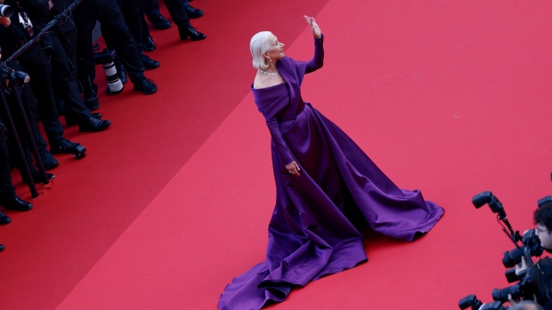 Helen Mirren poses for photographers upon arrival at the premiere of the film 'The Most Precious of Cargoes' at the 77th Cannes film festival. (Millie Turner/Invision/AP)