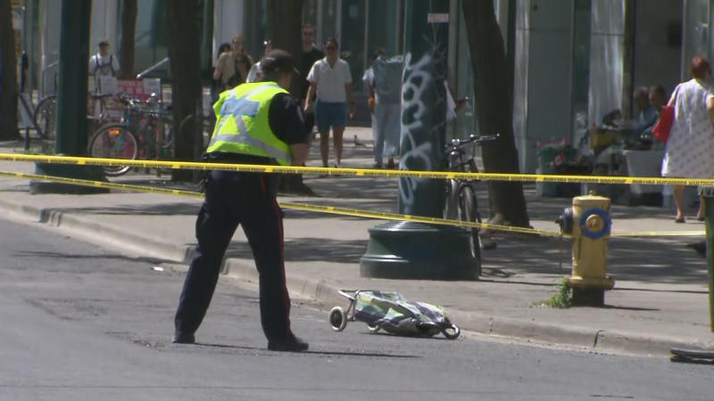 Police say a pedestrian was critically injured in a collision near Spadina and Dundas streets.