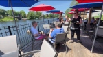 Patrons enjoy lunch at Kelly's Landing restaurant, along the Rideau River in Manotick. May 24, 2024. (Tyler Fleming / CTV News).