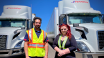 Manohar Rehal and Melinda Olah, transport truck drivers for Purolator, on May 24, 2024. (Spencer Turcotte/CTV Kitchener)