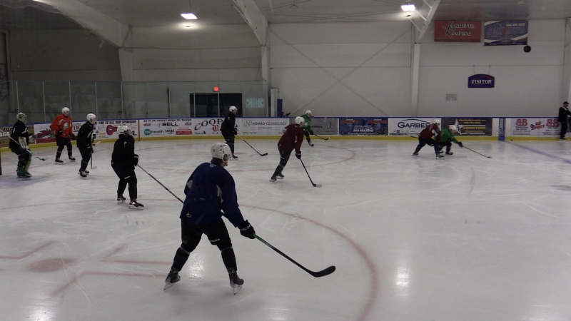 The London Knights practice in Saginaw, Mich. ahead of the Memorial Cup on May 24, 2024. (Brent Lale/CTV News London)