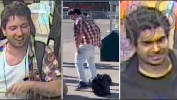 Police are searching for the two men in the photo in connection with a robbery investigation at Kennedy Station. (Toronto Police Service)