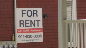 A "For Rent" sign is seen in Halifax. (CTV/Hafsa Arif)