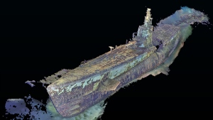 4D photogrammetry model of USS Harder (SS 257) wreck site by The Lost 52 Project. The Lost 52 Project scanned the entire boat and stitched all the images together in a multi-dimensional model used to study and explore the site off Luzon, Philippines. (Tim Taylor and the Lost 52 Project/Courtesy US Navy via CNN Newsource)