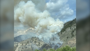 BC Wildfire Service crews are responding to the Drinkwater Road fire about five kilometres north of Spences Bridge. (BCWS)