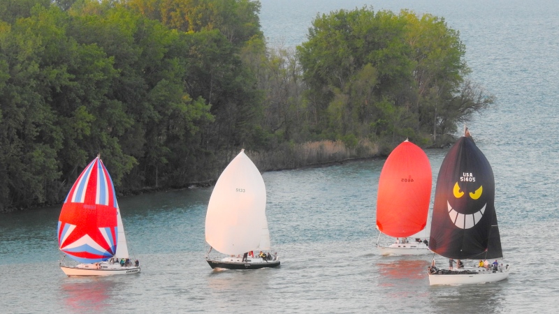 Sailboats race at the Windsor Yacht Club in Windsor, Ont. on May 15, 2024. (Source: Mark Hewer)
