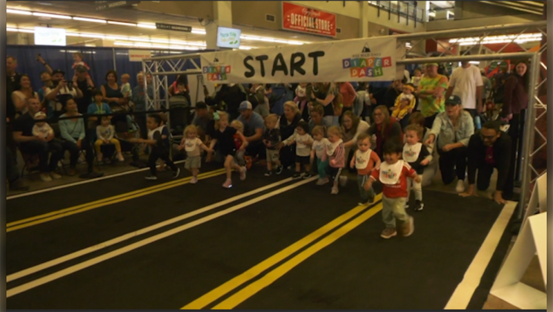 Some really young runners took part in the Calgary Marathon's first-ever Diaper Dash Saturday.