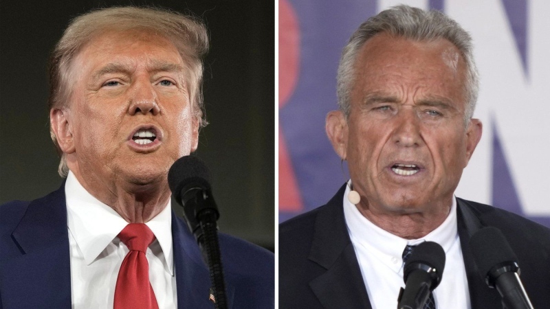 Donald Trump, left, heard a chorus of boos while giving a speech at the Libertarian National Convention, which Robert F. Kennedy, Jr., right, is widely popular at. (AP Photos)